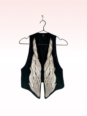 MILLAU black and silver beaded embellished vest